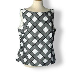 Doncaster Black and White Sleeveless Lined Top Round Neckline Sz 14 Tailored